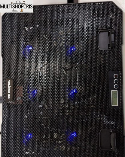COOLER PARA LAPTOP 6 VENTILADORES LUZ RGB-ENFRIAMIENTO Y SOPORTE AJUSTABLE